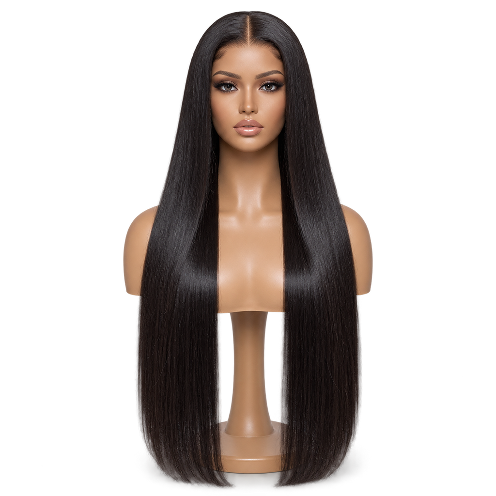 Front view of After Dark 30 inch Black Straight wig