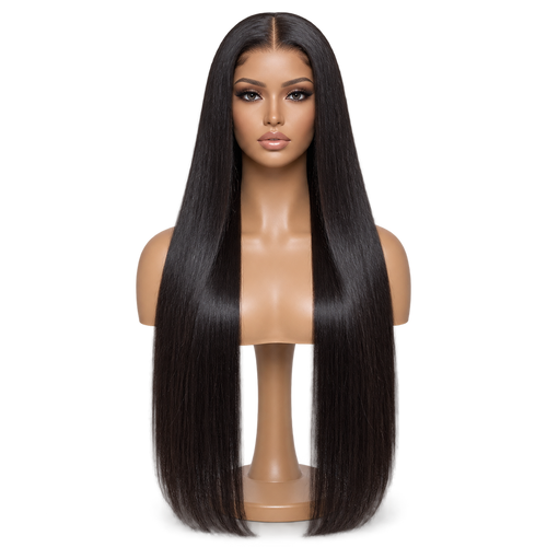 Front view of After Dark 30 inch Black Straight wig