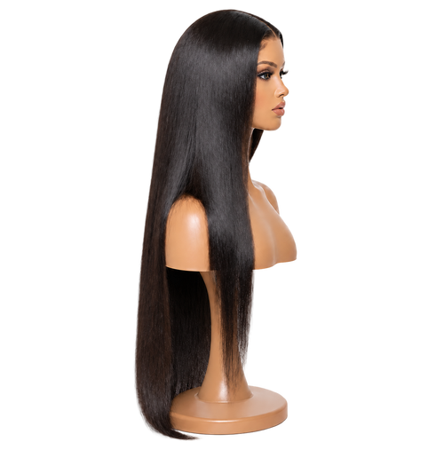Side view of After Dark 30 inch Black Straight wig