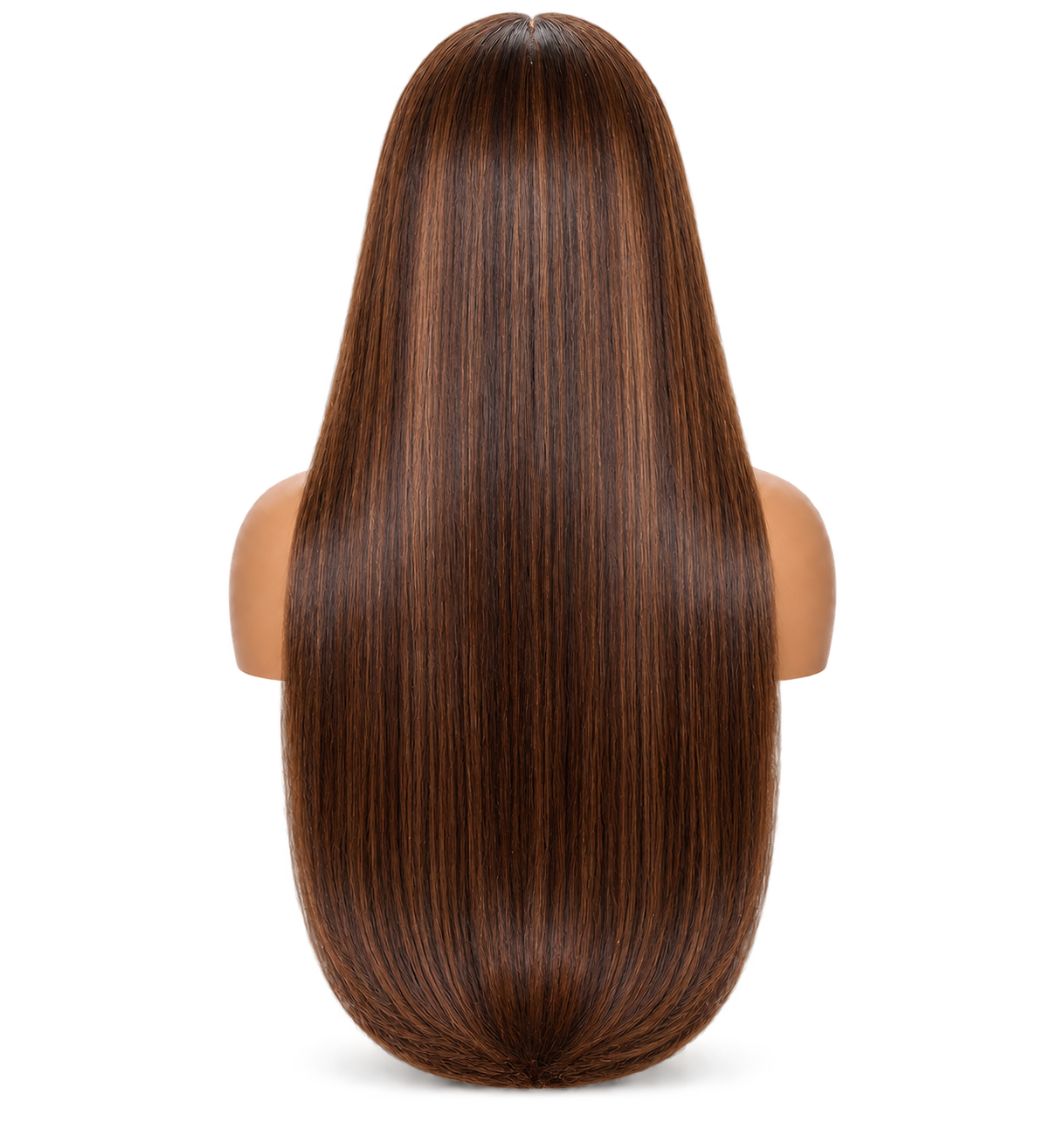 Back view of Amapiano Chocolate 24 inch Chocolate brown Straight wig