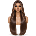 Front view of Amapiano Chocolate 24 inch Chocolate brown Straight wig