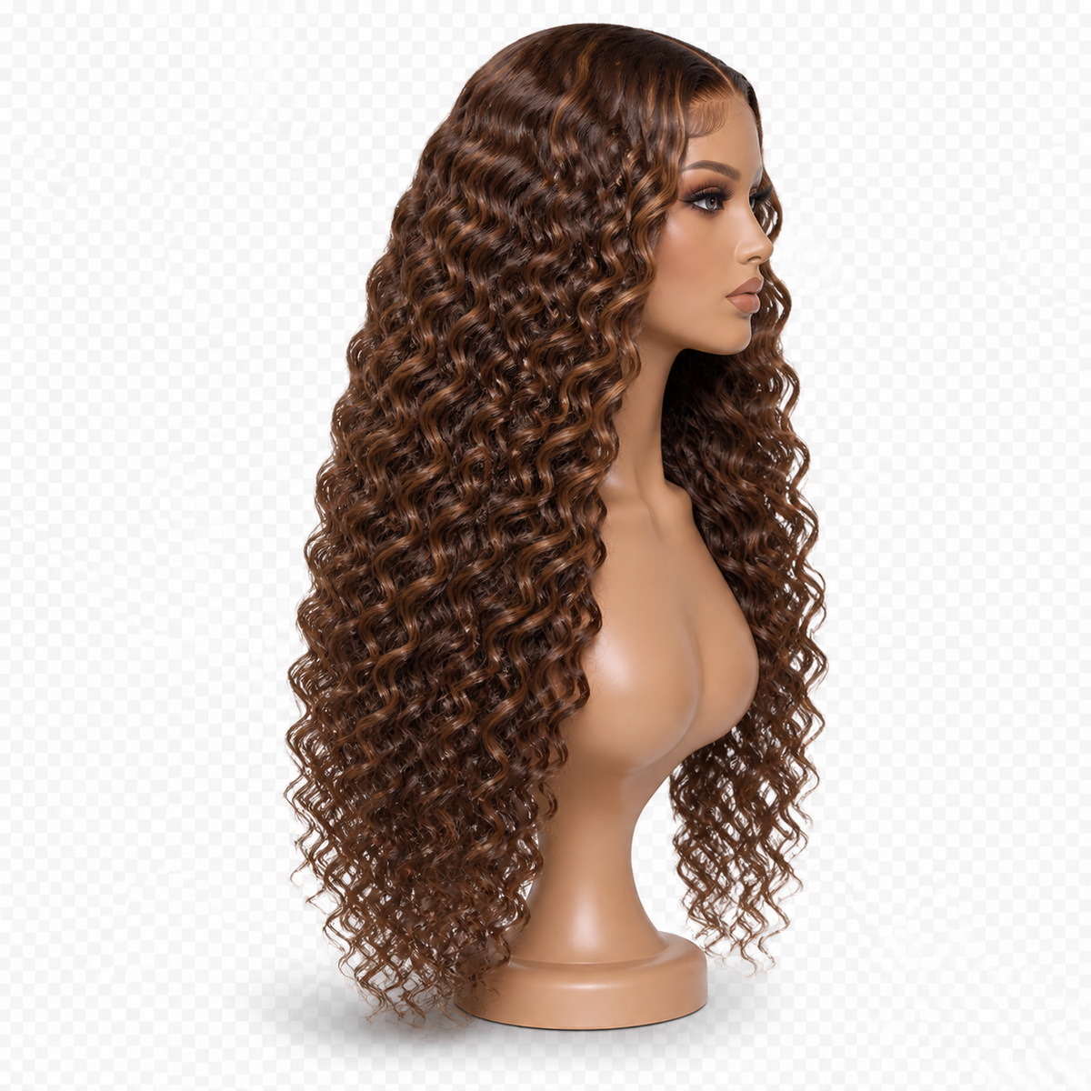 Side view of Amapiano Curl 24 inch Amapiano colourway — confirm exact tone Curly wig