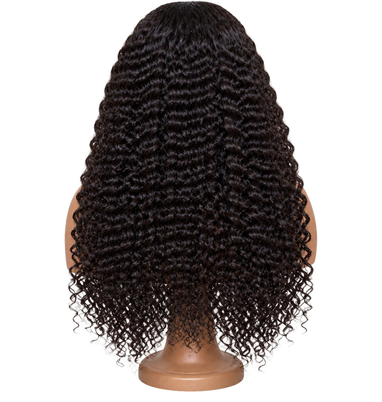 Back view of Crowned Curl 24 inch Black Curly wig