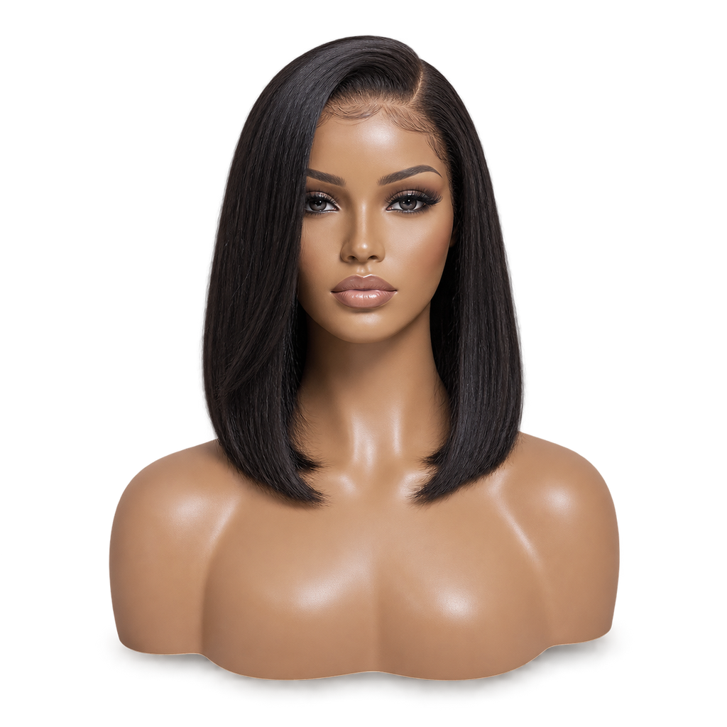 Front view of Executive Bob 12 inch Black Straight bob wig