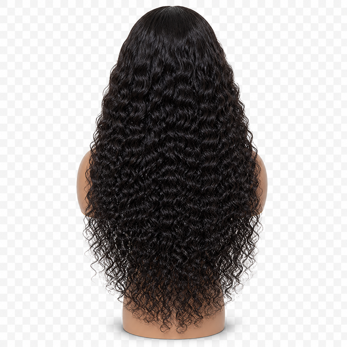 Back view of Midnight Curl 24 inch Black Curly wig