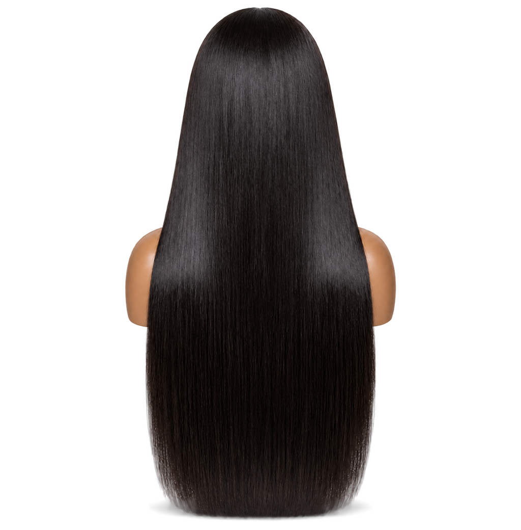 Back view of Midnight Lengths 24 inch Black Straight wig