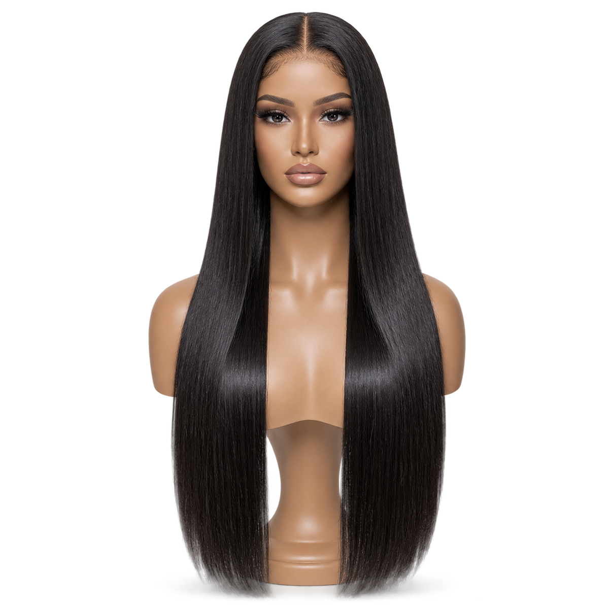 Front view of Midnight Lengths 24 inch Black Straight wig