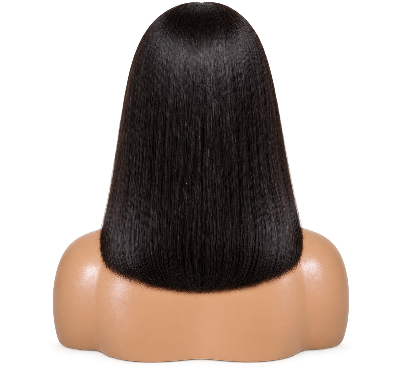 Back view of Noir Line Lob 14 inch Black Straight, one-line lob wig