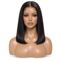 Front view of Noir Line Lob 14 inch Black Straight, one-line lob wig