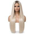 Front view of Platinum Crown 24 inch Super blonde Straight wig