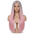Front view of Silver Blush 24 inch Grey and pink Straight wig