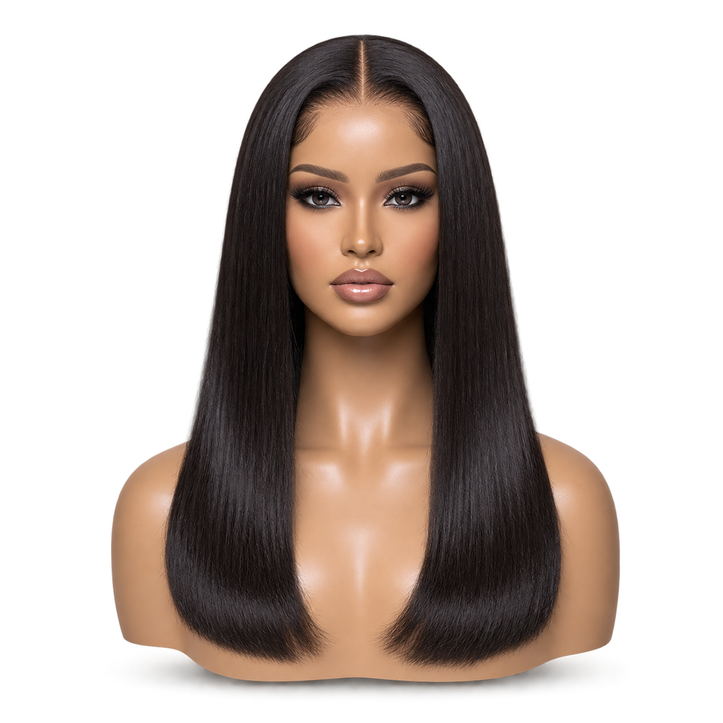 Front view of Sleek Muse 18 inch Black Straight wig