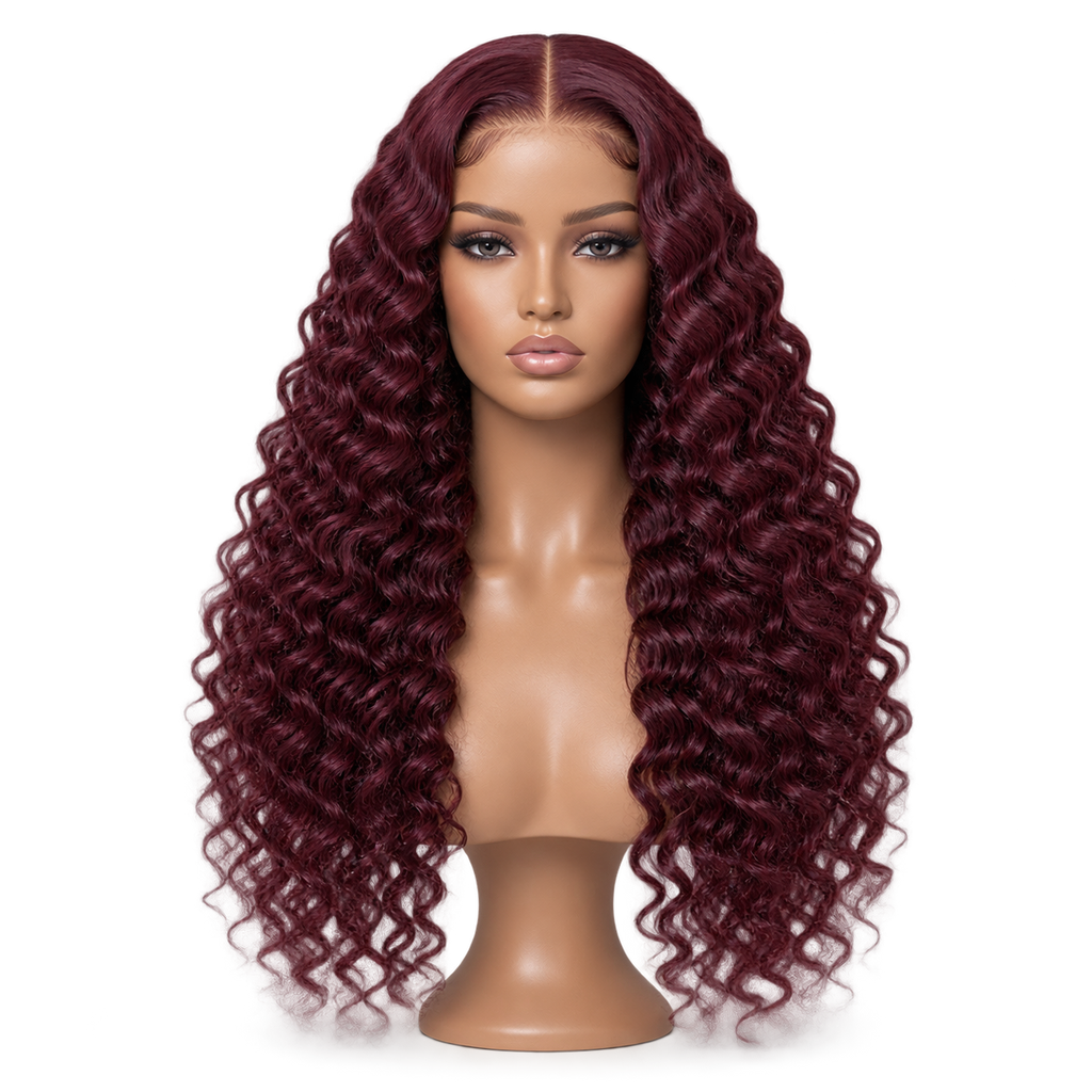 Front view of Wine Curl 24 inch Burgundy Curly wig