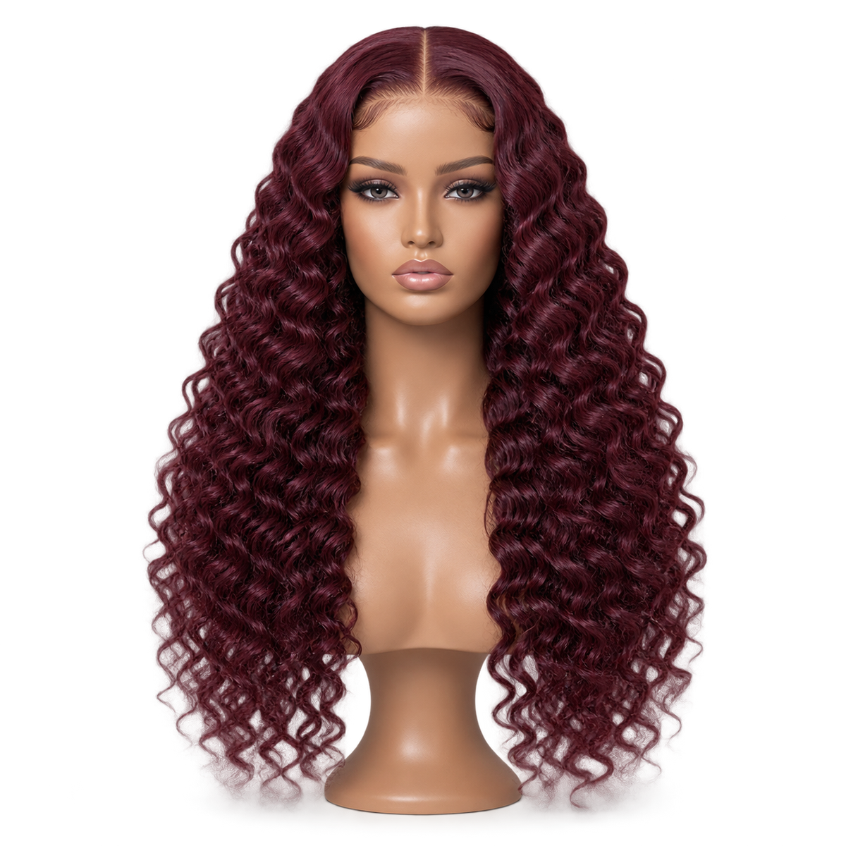 Front view of Wine Curl 24 inch Burgundy Curly wig